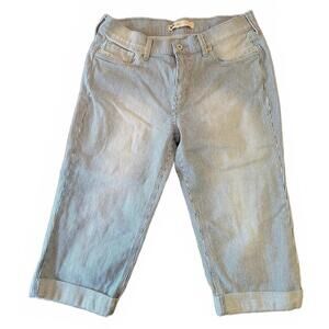 Levi's Women's Size 10 Midrise Blue Striped Cuffed Capri
